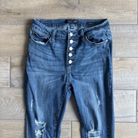 Judy Blue Womens Size 9 /29 Jeans Button Fly Distressed Skinny Fit - Picture 2 of 16